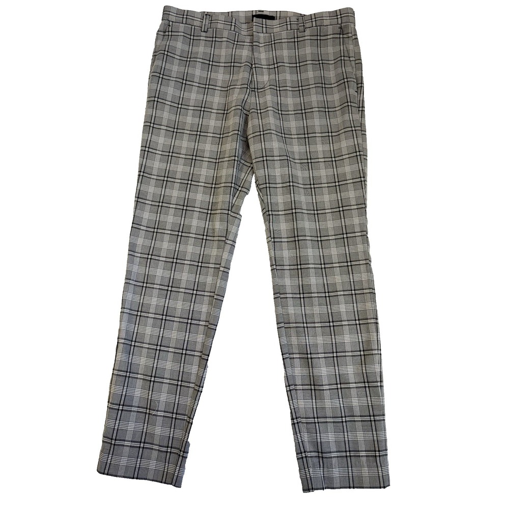 H&M Men's 32 Plaid Skinny Fit Trouser Pants Preppy Academia Business Urban